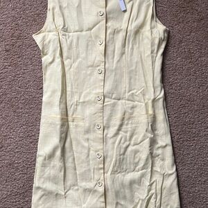 Chic Butter Yellow Button-Front Midi Dress